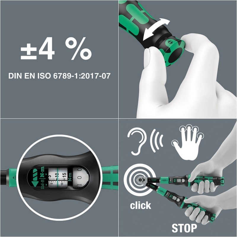 Wera Click-Torque Lock A6 1/4" R/L İtmeli Altıgen Sürücü 2.5–25Nm Tork Anahtarı 05075694001