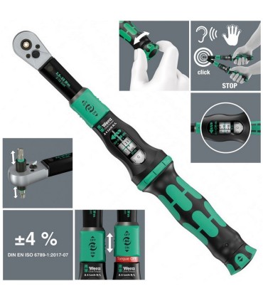 Wera Click-Torque Lock A6 1/4" R/L İtmeli Altıgen Sürücü 2.5–25Nm Tork Anahtarı 05075694001
