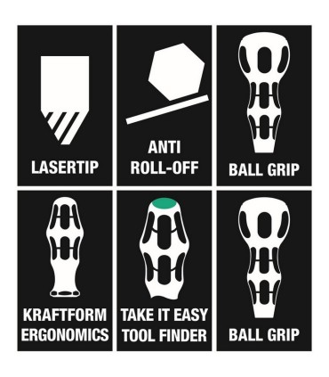 Wera 1850 Kraftform BallGrip/Yumru Saplı Yıldız Tornavida PH2 150mm 05007907001