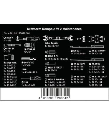 Wera W2 Tamir Seti Kraftform Kompakt 05135870001