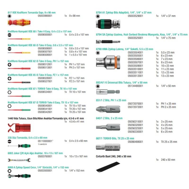 Wera W2 Tamir Seti Kraftform Kompakt 05135870001