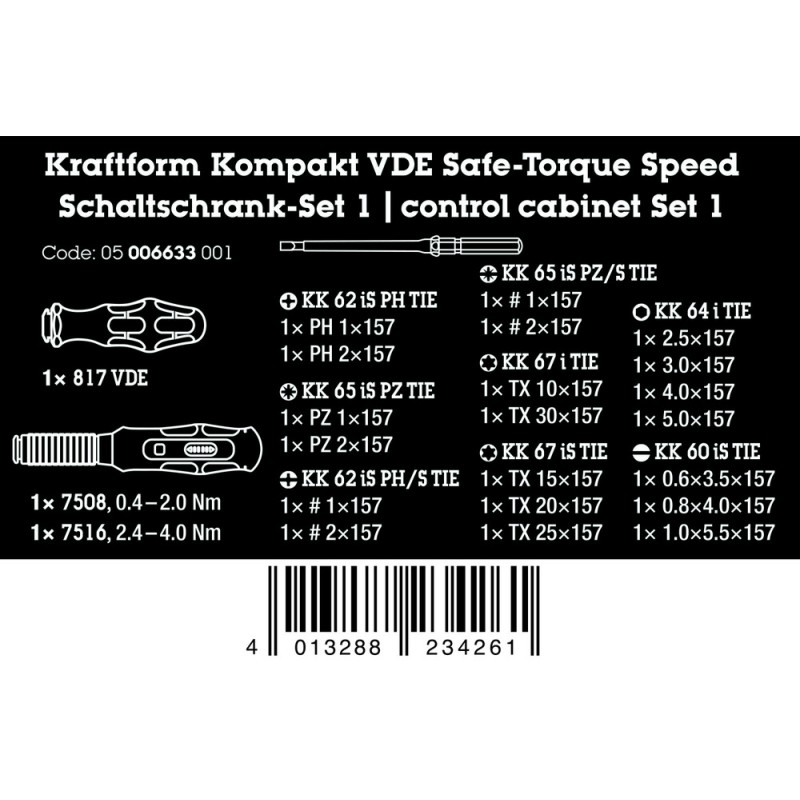 Wera KF Kompakt VDE Safe-Torque Speed 0.4-4Nm Kontrol Kabini Set 1 23P 05006633001