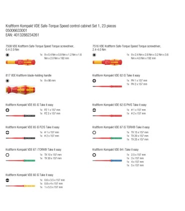 Wera KF Kompakt VDE Safe-Torque Speed 0.4-4Nm Kontrol Kabini Set 1 23P 05006633001