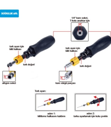 Netratek STT-035 1-3.5Nm 1/4" Ayarlanabilir Torklu Tornavida ±%6