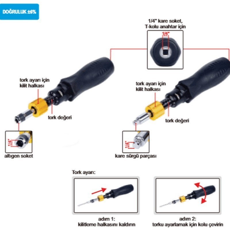 Netratek STT-035 1-3.5Nm 1/4" Ayarlanabilir Torklu Tornavida ±%6