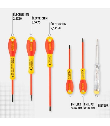 Stanley FatMax 0-65-441 VDE İzole Düz Yıldız Tornavida Seti 6P