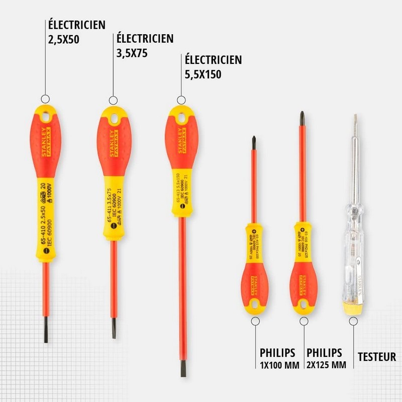 Stanley FatMax 0-65-441 VDE İzole Düz Yıldız Tornavida Seti 6P