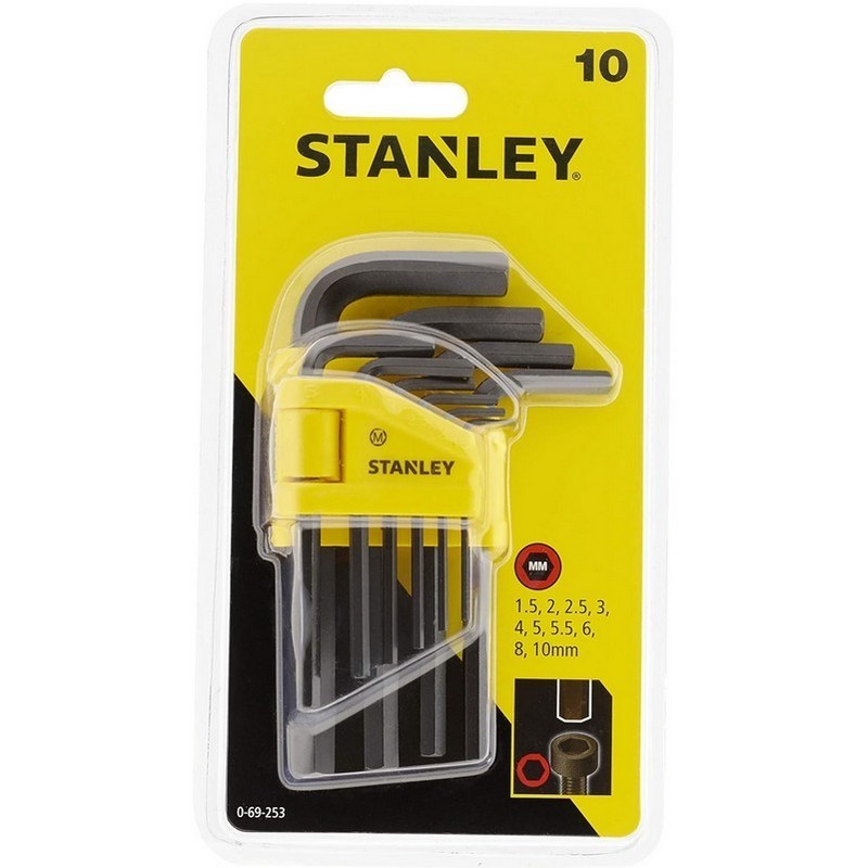 Stanley 0-69-253 Kısa Hex Allen Anahtar Takımı 1.5-10mm 10P