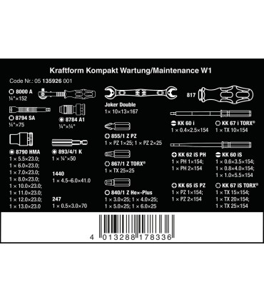 Wera W1 Kraftform Kompakt Tamir Seti 05135926001