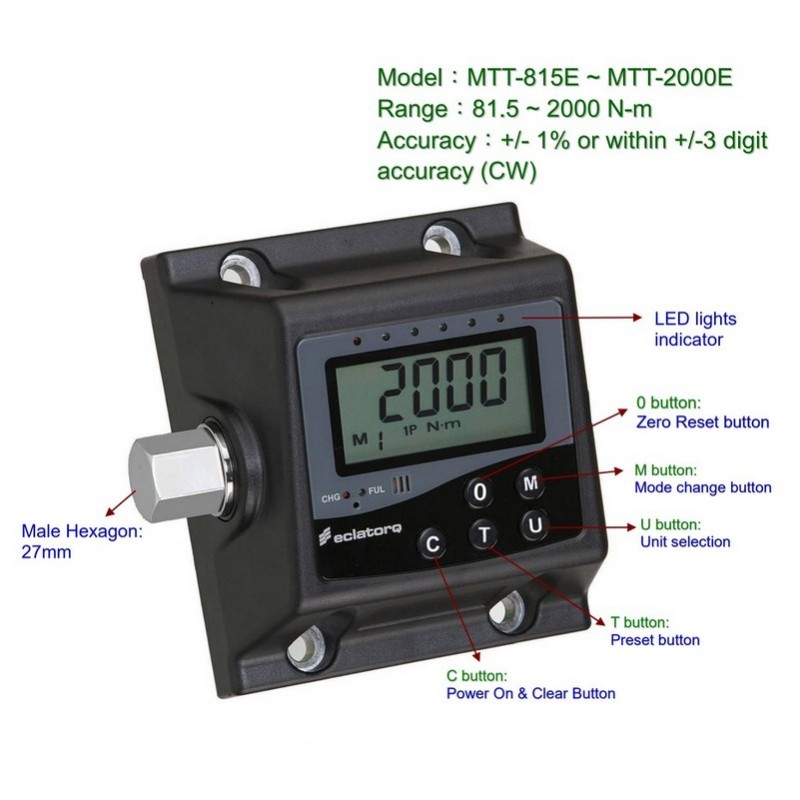 Eclatorq MTT-1000E 100-1000Nm Tork Test Cihazı (Pro) ±1%