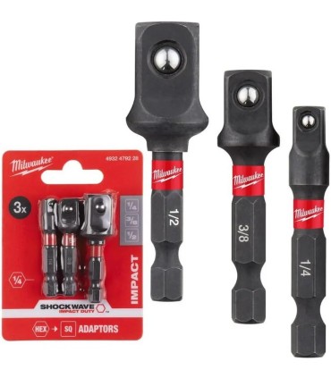 Milwaukee Impaktör 1/4" Hex Kare Çevirici Set 3P 4932479228