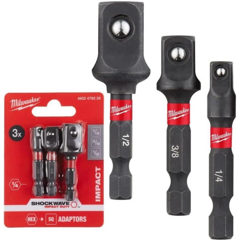 Milwaukee Impaktör 1/4" Hex Kare Çevirici Set 3P 4932479228