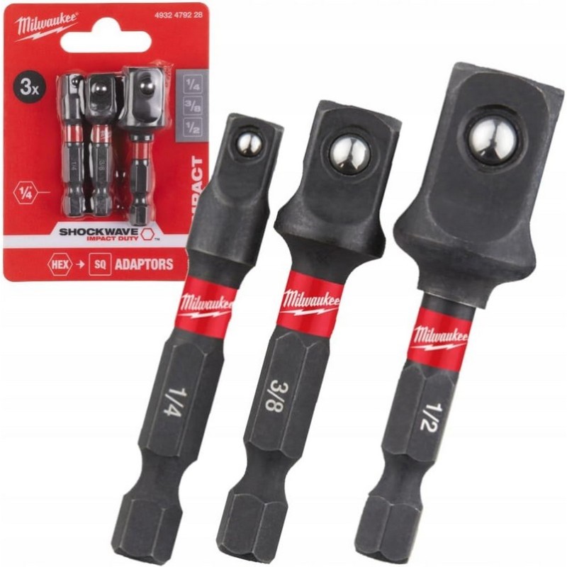 Milwaukee Impaktör 1/4" Hex Kare Çevirici Set 3P 4932479228