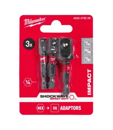 Milwaukee Impaktör 1/4" Hex Kare Çevirici Set 3P 4932479228